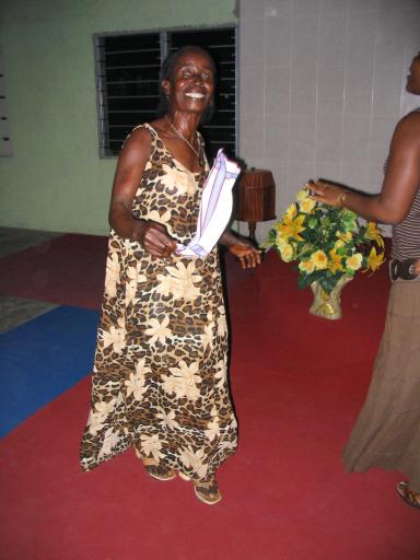 Agnes dancing and praising God after being healed from blindness in Tema, Ghana