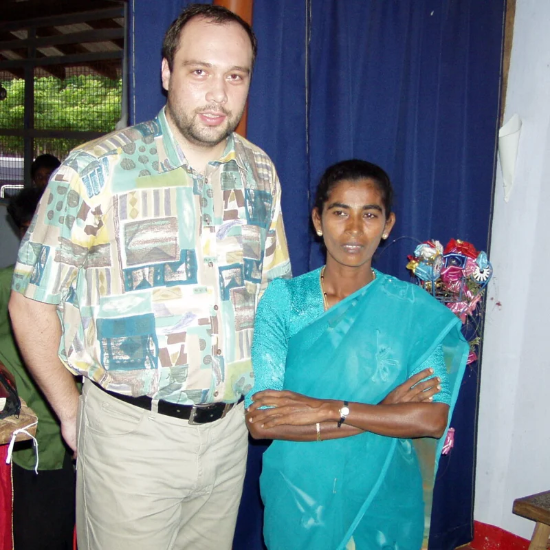 Jack with the woman who was healed from migraines in Jaffna, Sri Lanka