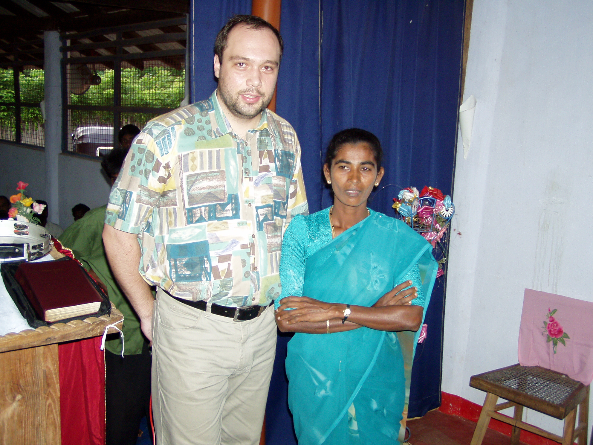 Jack with the woman who was healed from migraines in Jaffna, Sri Lanka